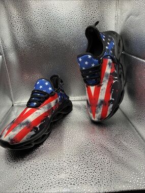 Men's Athletic Sneakers in Red, White & Blue - Patriotic Design
